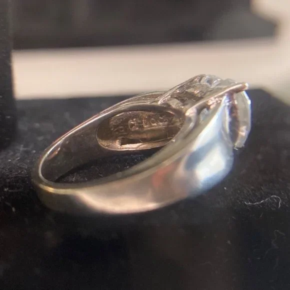 Ring Heart CZ Cubic Zirconia Size 4 Faceted Vintage Jewelry Sterling Silver Stam - Picture 8 of 16